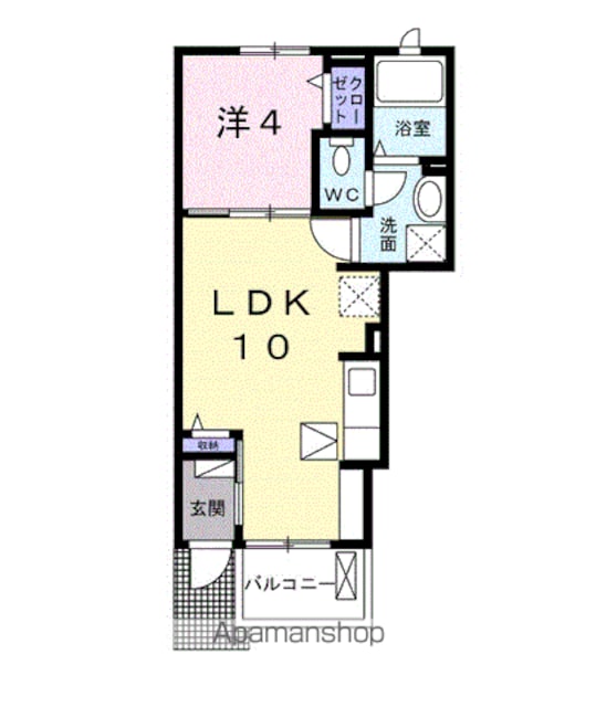 ソフィアＮ・Ⅳ[1LDK/32.44m2]の間取図
