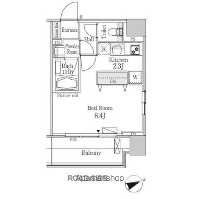 パークフラッツ芝浦[1R/28.8m2]の間取図
