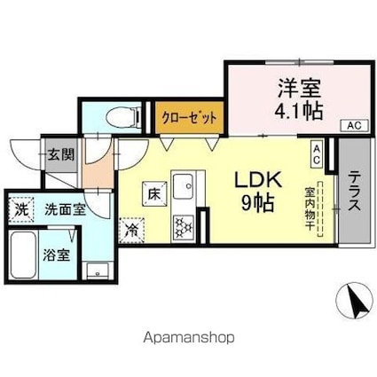 セレスティア柴又[1LDK/33.95m2]の間取図