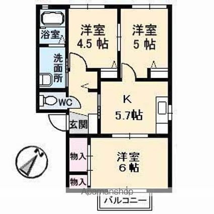 フレグランス晴海園[3K/59.16m2]の間取図