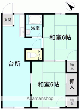 きぬ川ハイツ[2DK/42.97m2]の間取図