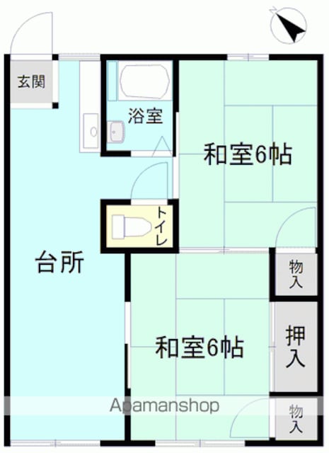 きぬ川ハイツ[2DK/42.97m2]の間取図
