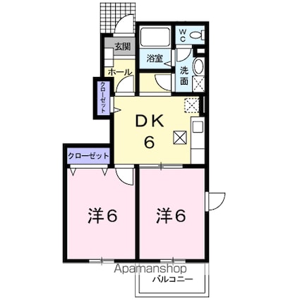 ノースヴァリーＢ[2DK/42.77m2]の間取図