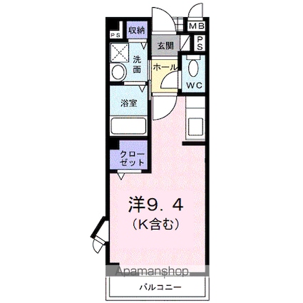 レフィナードＡ[1R/25.25m2]の間取図