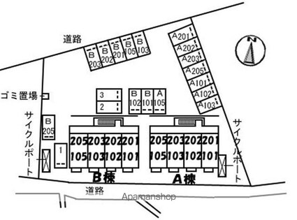香川県高松市木太町[1K/24.71m2]の配置図