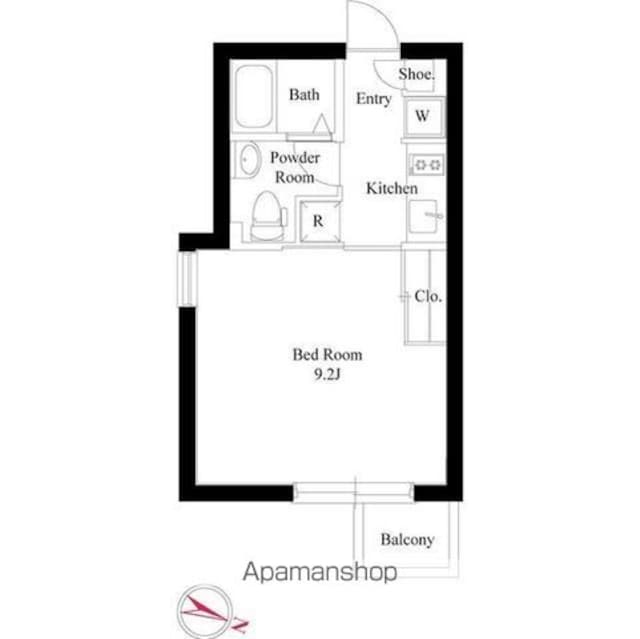 ＧＲＡＮＰＡＳＥＯ白山[1K/25.89m2]の間取図