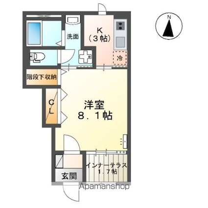 シルキーⅡ[1K/33.85m2]の間取図