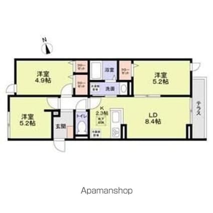 セレスティア西ヶ原[3LDK/56.74m2]の間取図