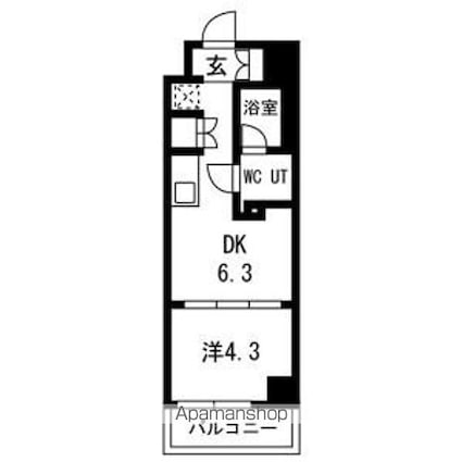 スパシエ幡ヶ谷[1DK/25.5m2]の間取図