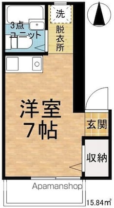 プレジール中西[1R/15.84m2]の間取図