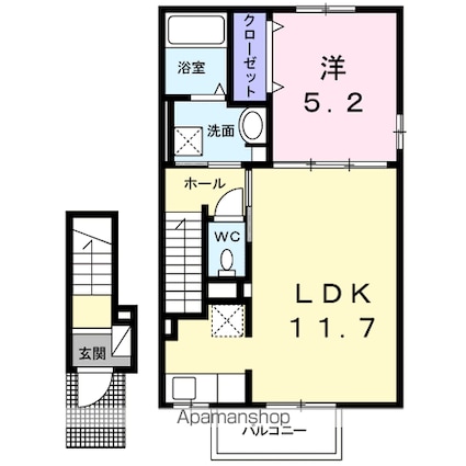 レジデンスＴ・ＷＥＳＴ　Ⅱ[1LDK/43.32m2]の間取図