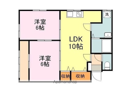 メゾンエル沖野上[2LDK/55.62m2]の間取図