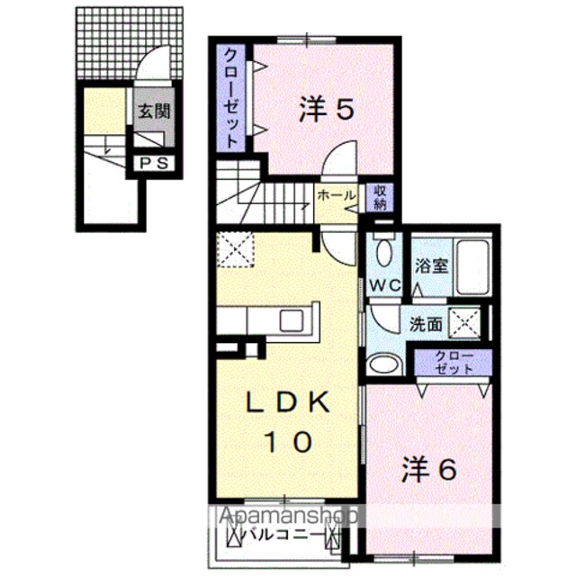 グランデ・フォルテ木ノ本[2LDK/52.05m2]の間取図