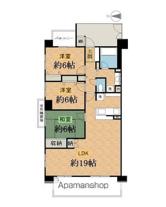 プラネッタシティめじろ台[3LDK/85.48m2]の間取図