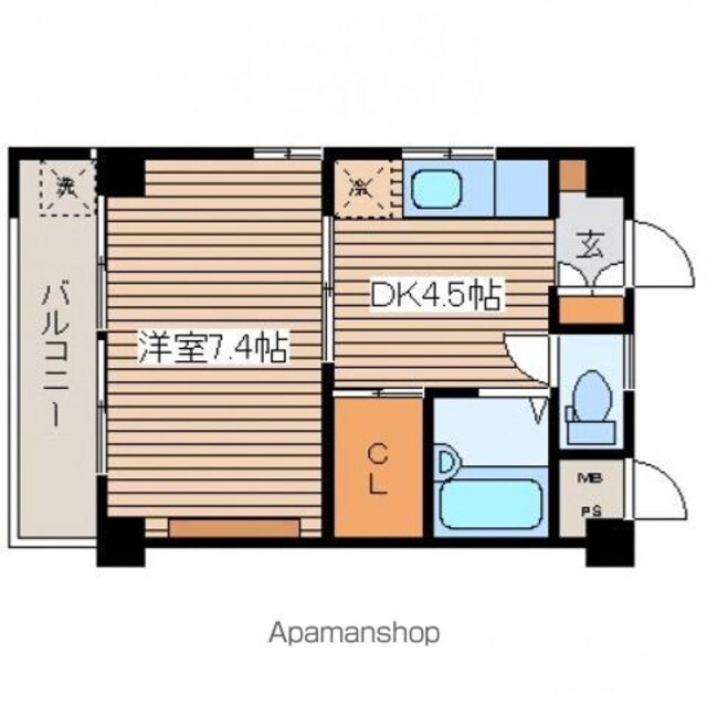 コートドール３[1DK/27m2]の間取図