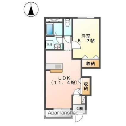 ペットピア春日[1LDK/44.95m2]の間取図