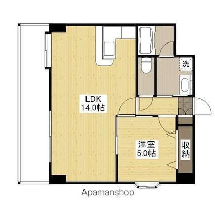 井口台ＦＬＡＴＳⅡ[1LDK/41.67m2]の間取図
