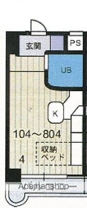 ラ・パルフェ・ド・コリドール[1R/19.5m2]の間取図