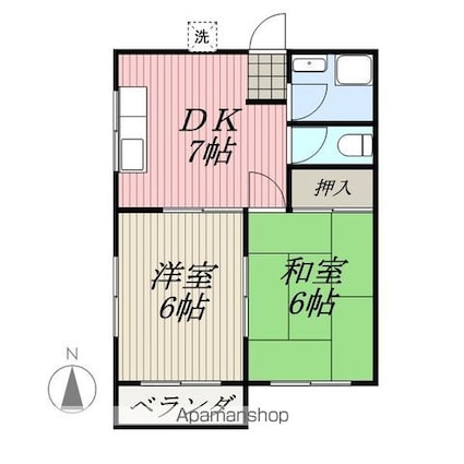 コーポコスモス[2DK/38.88m2]の間取図