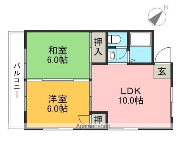 第五土佐コーポ[2LDK/43.45m2]の間取図