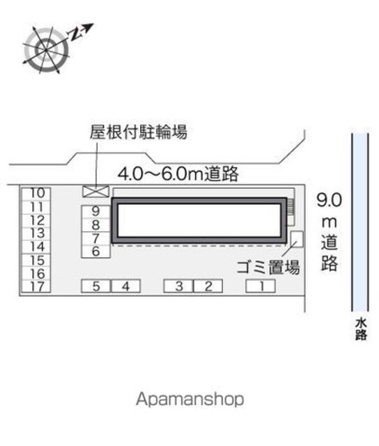 レオパレス鶴新田　南[1K/22.35m2]の配置図