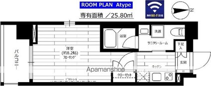 ステージファースト芝公園[1K/25.8m2]の間取図