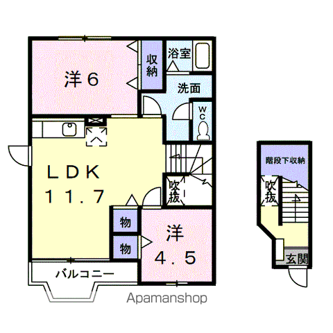 【紀の川市名手市場のアパートの間取り】