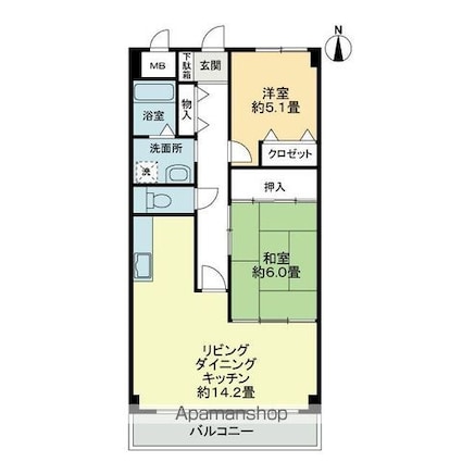 オプスＢＡＮＺＯ[2LDK/62.02m2]の間取図