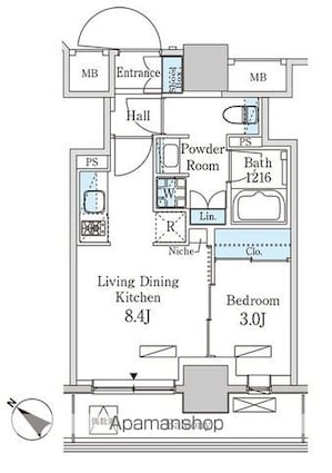 パークアクシス池袋パークフロント[1LDK/30.65m2]の間取図