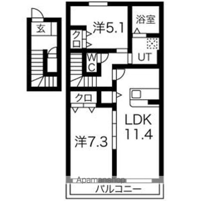 フロンティアハイムＩ棟[2LDK/64.49m2]の間取図