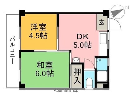 リバープール新田[2K/35m2]の間取図