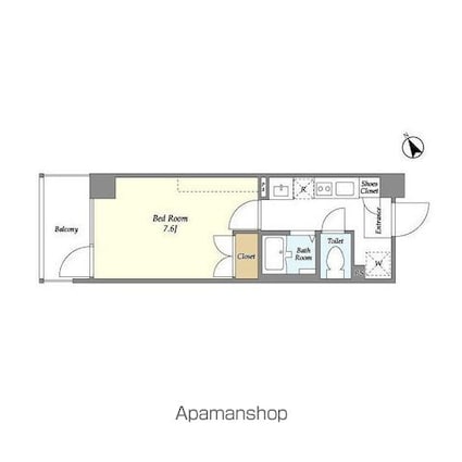 エルフレア立川[1K/21.96m2]の間取図