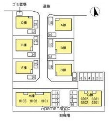 ローズコート一本木Ｇ棟[2LDK/63.66m2]の配置図