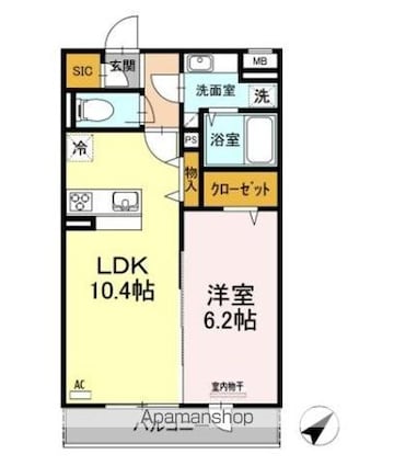 ・　トゥジュール[1LDK/40.84m2]の間取図