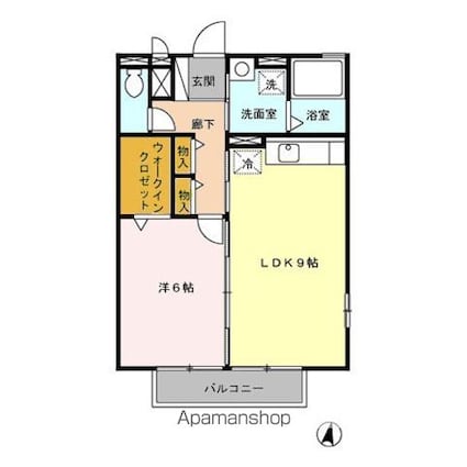 ハウディ・ヴィラージュ[1LDK/40.07m2]の間取図