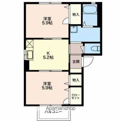 エスポワールひばりヶ丘[2K/42.48m2]の間取図