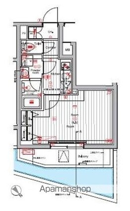 ＴＨＥ　ＨＯＵＳＥ　赤坂檜町[1K/28.08m2]の間取図