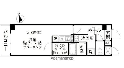 レッドウィング[1R/26.87m2]の間取図