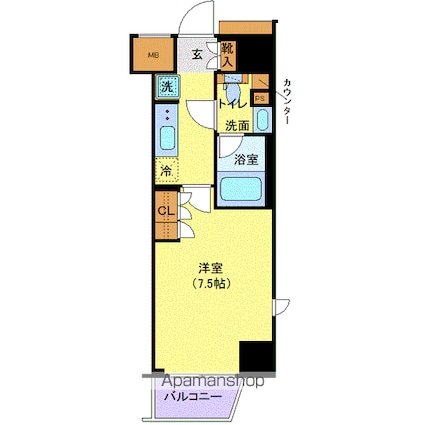 ジェノヴィア新宿早稲田グリーンヴェール[1K/25.57m2]の間取図