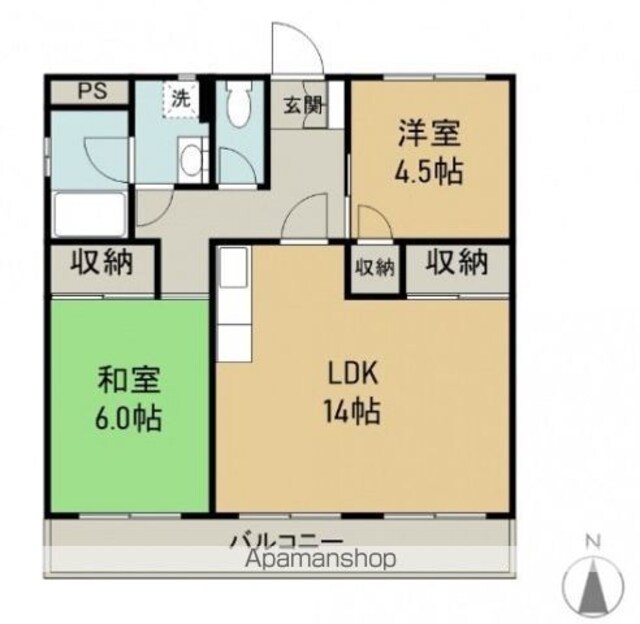 広島県広島市西区古江東町[2LDK/63.08m2]の間取図