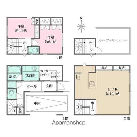 東京地下鉄副都心線 西早稲田駅 徒歩5分 3階建 築2年の間取り写真