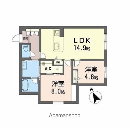 プレステージ櫛原[2LDK/65.06m2]の間取図