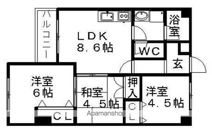 愛知県名古屋市中川区尾頭橋２丁目[3LDK/53.86m2]の間取図