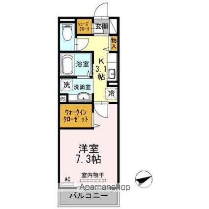 東京都中野区東中野３丁目[1K/29.17m2]の間取図