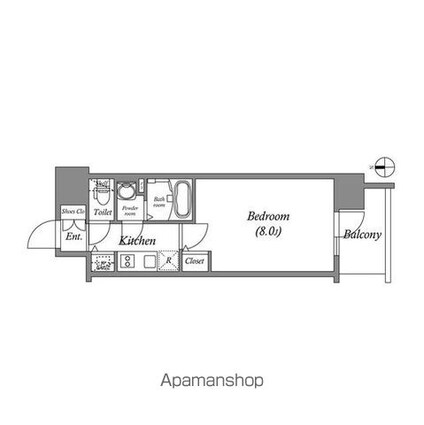 エスリード栄イーストスクエア[1K/25.44m2]の間取図