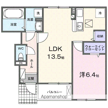 クレール聖和Ｃ[1LDK/47.41m2]の間取図