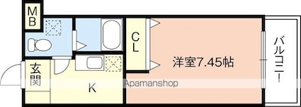 ぷてぃこんふぉーる[1K/22.8m2]の間取図