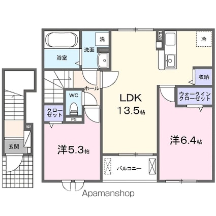 ラビアン　ローズ[2LDK/59.16m2]の間取図