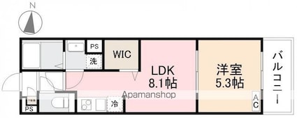 香川県高松市扇町１丁目[1LDK/32.38m2]の間取図