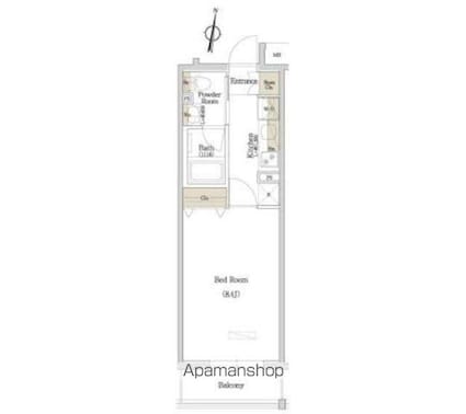アーバネックス西新宿[1K/25.66m2]の間取図